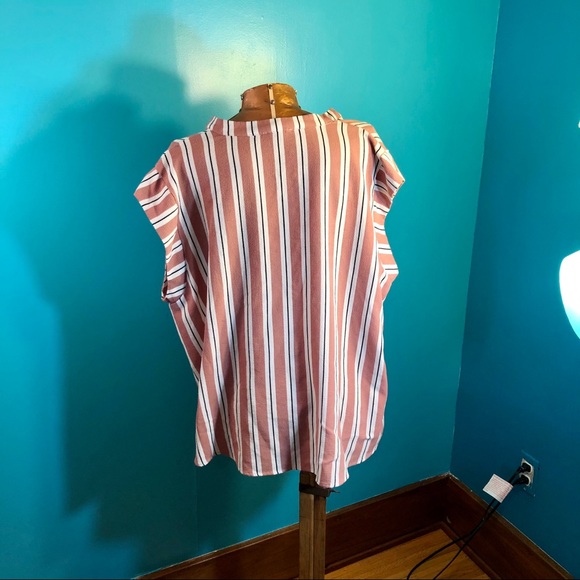 2XL Plus Size Pink Striped Blouse - Picture 3 of 4